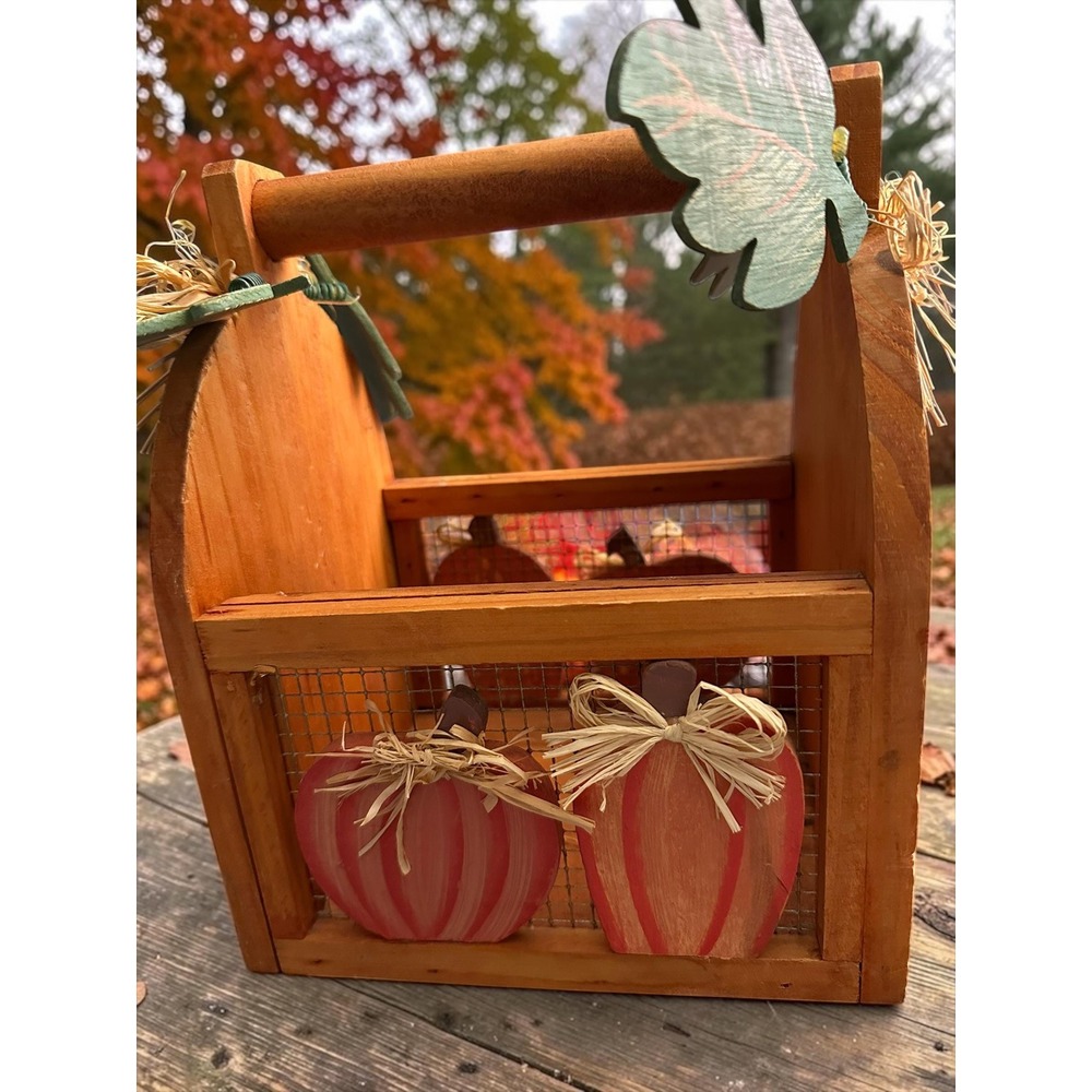 Wooden wire pumpkin fall basket